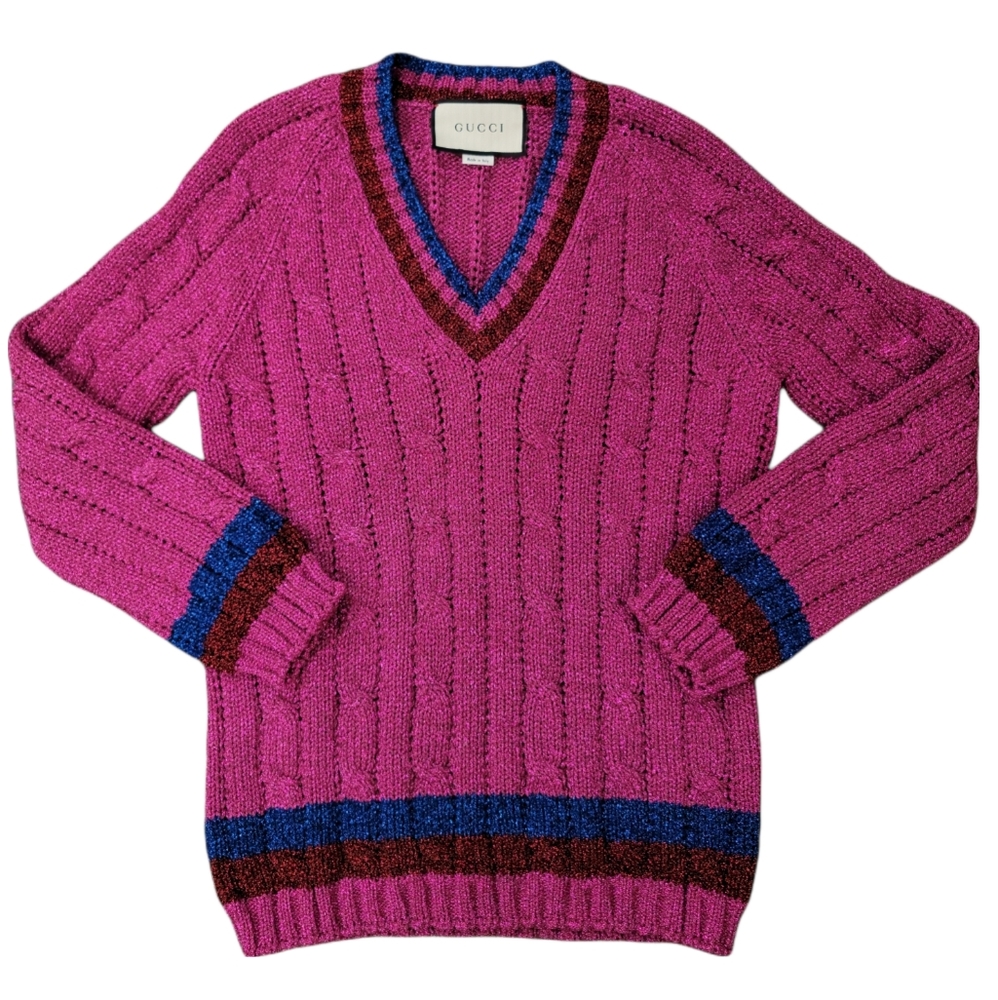 Gucci Lurex Cable Knit Sweater